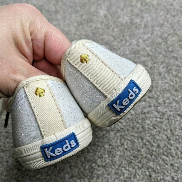 Kate Spade Keds 12 Girls Champion Silver & Gold Glitter Sneakers - Picture 2 of 7